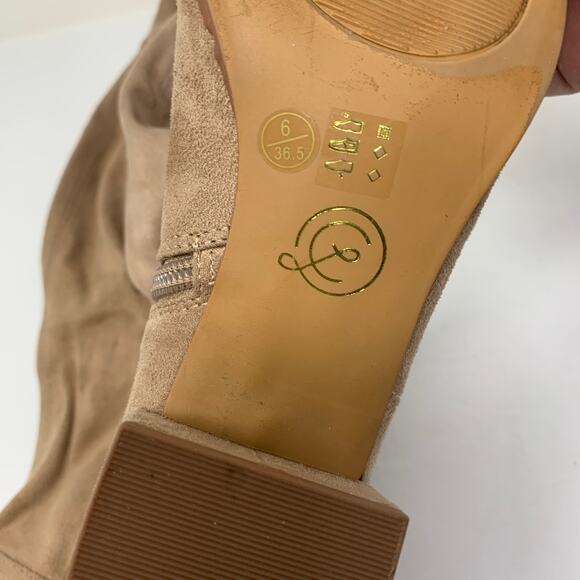 Chinese Laundry Women's Sz 6 US Side Zip Over the Knee Boot Solid Tan Faux Suede - Picture 6 of 9